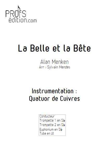 La Belle et le Bête - Quatuor Cuivres - MENKEN Alan - page de garde