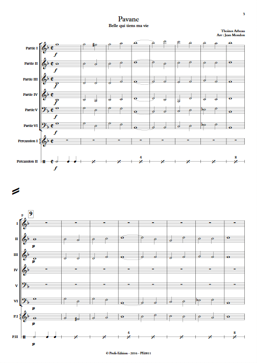 Belle qui tiens ma vie - Ensemble à Géométrie Variable - ARBEAU T. - Partition