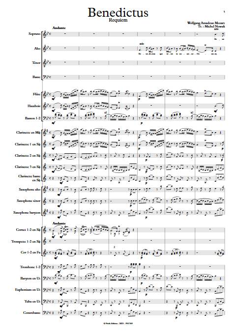 Benedictus - Requiem - Harmonie et chœur - MOZART W. A. - Partition