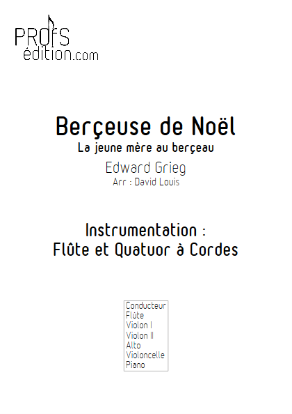 Berçeuse de Noël - Flûte et Quatuor à Cordes (ou Piano) - GRIEG E. - page de garde