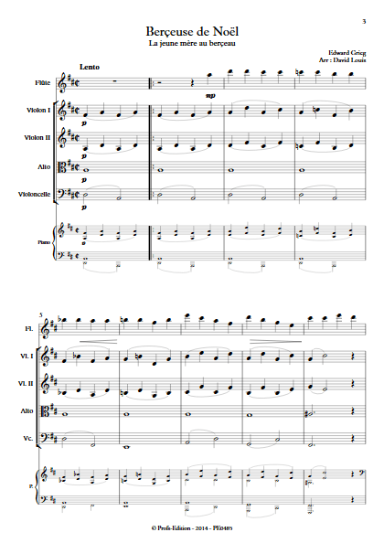 Berçeuse de Noël - Flûte et Quatuor à Cordes (ou Piano) - GRIEG E. - app.scorescoreTitle