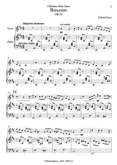 Berçeuse - Violon et Piano - FAURE G. - Partition