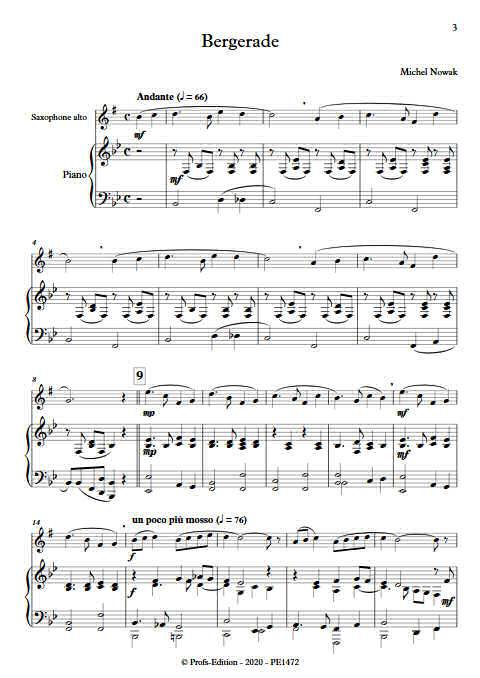 Bergerade - Saxophone Piano - NOWAK M. - Partition