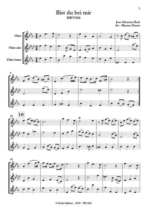 Bist du bei mir - Trio de flûtes - BACH J. S. - Partition