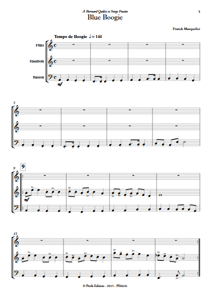 Blue Boogie - Trio - MASQUELIER F. - Partition