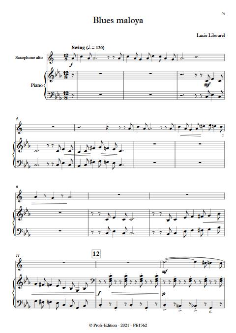 Blues maloya - Saxophone Piano - LIBOUREL L. - Partition