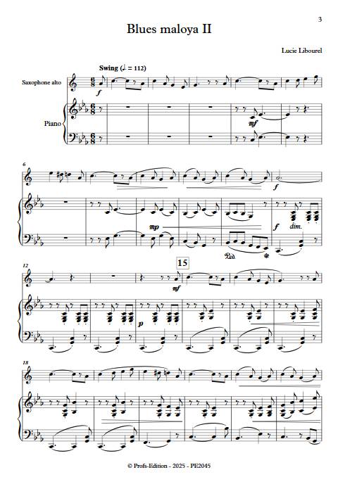Blues maloya II - Saxophone & piano - LIBOUREL L. - Partition