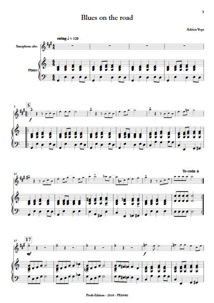Blues on the road - Saxophone Piano - VEYS A. - Partition