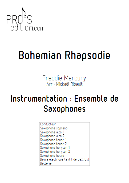 Bohemian Rhapsody - Ensemble de Saxophones - MERCURY F. - page de garde