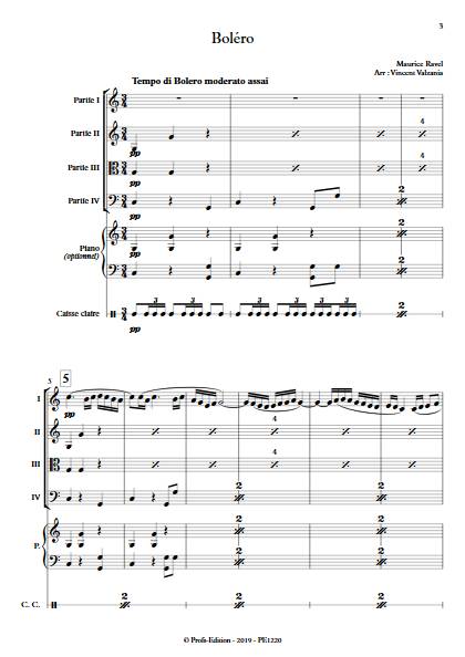 Boléro - Ensemble Variable - RAVEL M. - Partition