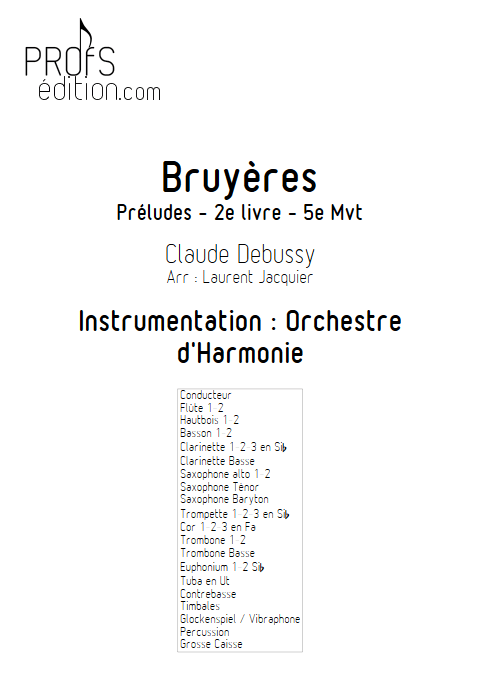 Bruyères -Orchestre d'Harmonie - DEBUSSY C. - page de garde