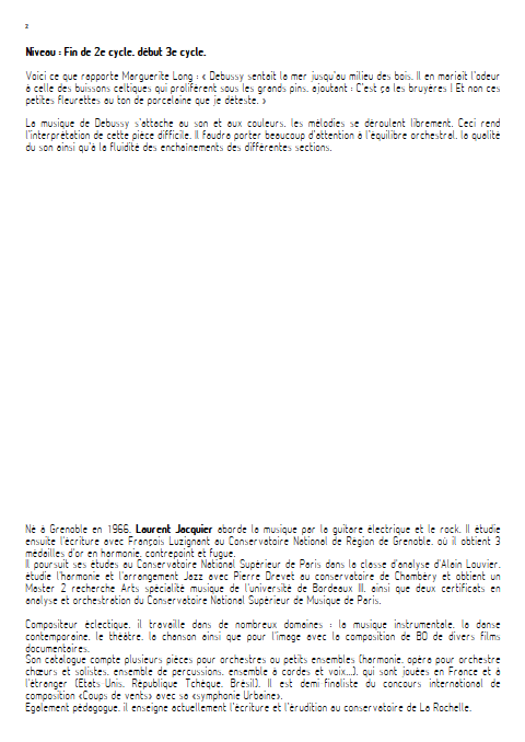 Bruyères -Orchestre d'Harmonie - DEBUSSY C. - Fiche Pédagogique
