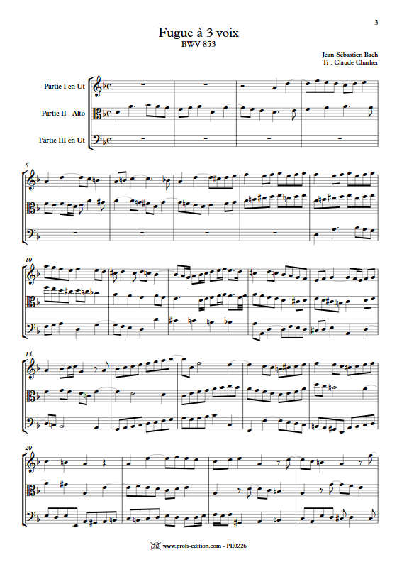 Fugue du Clavier bien tempéré BWV 853 - Trio - BACH J. S. - app.scorescoreTitle