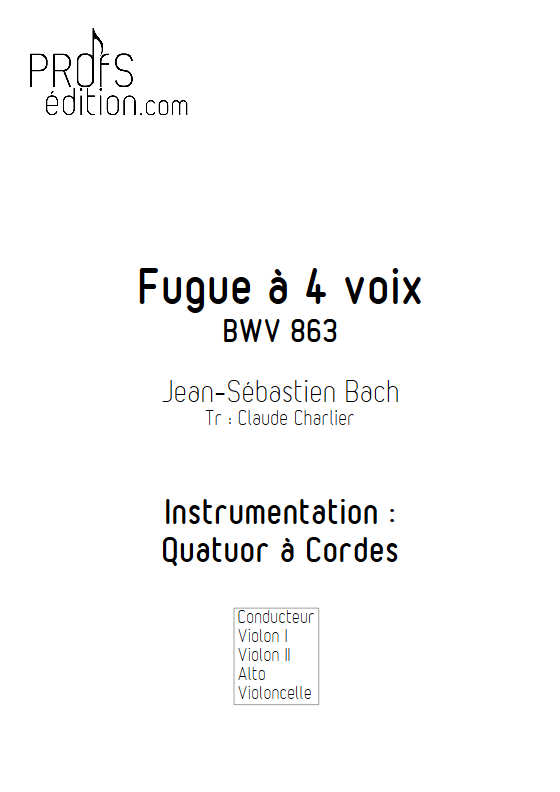 Clavier bien tempéré BWV 863 - Quatuor à Cordes - BACH J. S. - page de garde