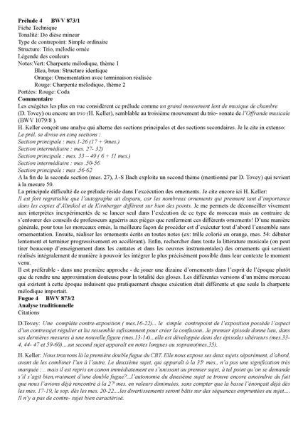 Clavier Bien Tempéré 2 BWV 873 - Analyse - CHARLIER C. - Fiche Pédagogique