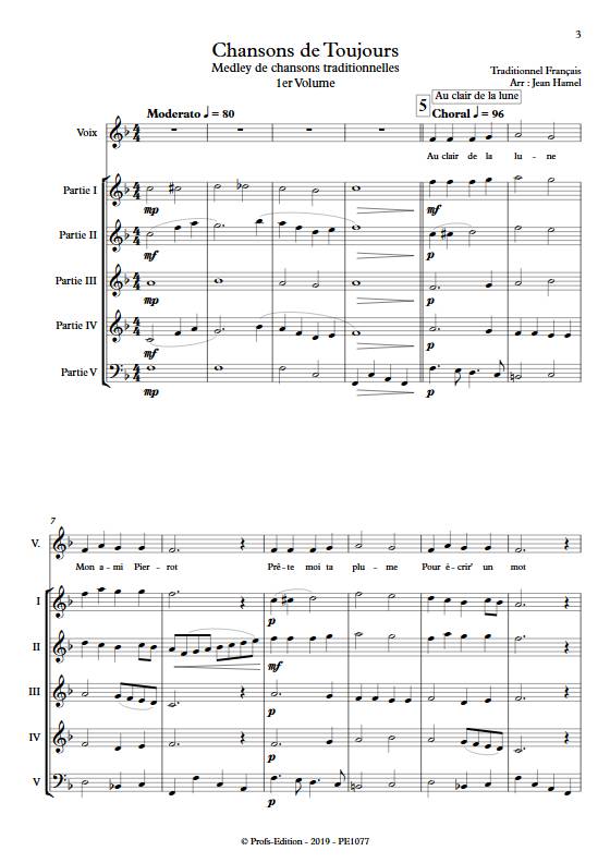 Chansons de toujours Vol.1 - Ensemble Variable - TRADITIONNEL FRANCAIS - Partition