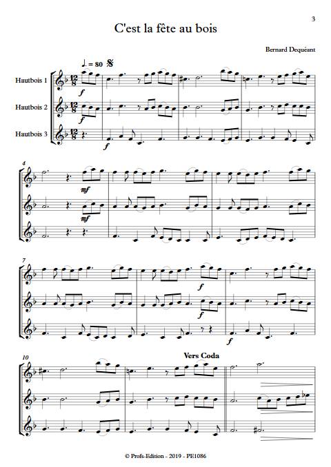 C'est la fête au bois - Trio de Hautbois - DEQUEANT B. - Partition