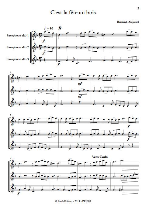 C'est la fête au bois - Trio de Saxophones - DEQUEANT B. - Partition