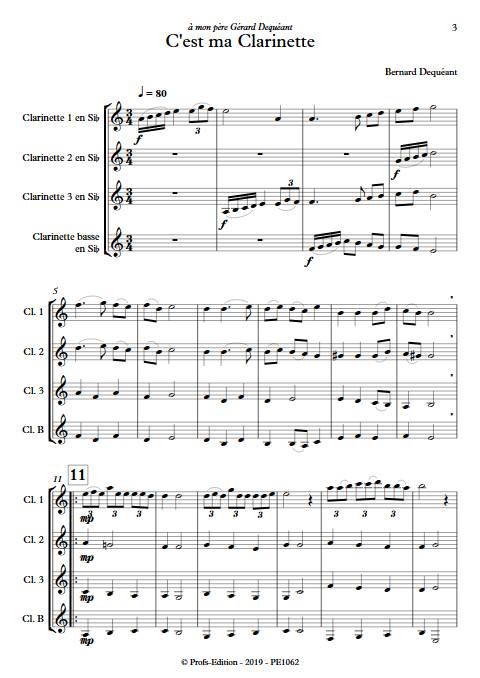 C'est ma clarinette - Quatuor de Clarinettes - DEQUEANT B. - Partition
