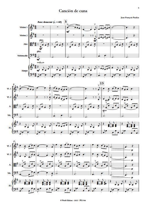 Cancion de cuna - Orchestre à Cordes - PAULEAT J. F. - Partition