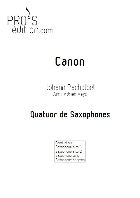 Canon - Quatuor de Saxophones - PACHELBEL J. - page de garde