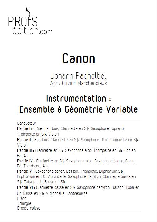 Canon - Ensemble Variable - PACHELBEL J. - page de garde