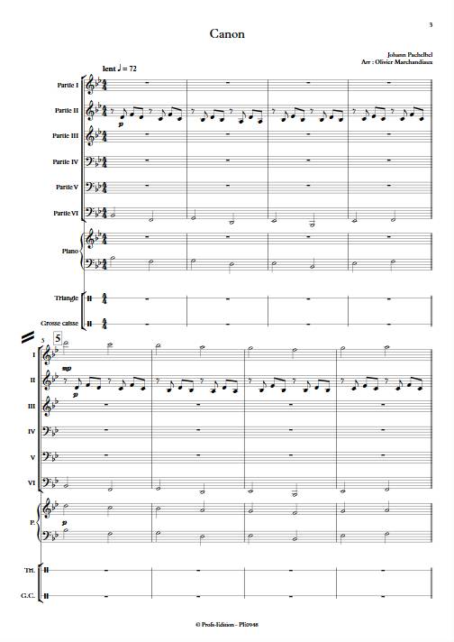Canon - Ensemble Variable - PACHELBEL J. - Partition