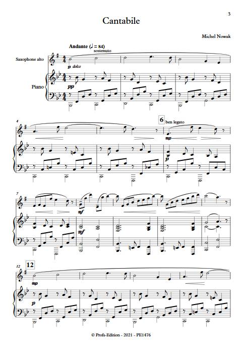 Cantabile- Saxophone Piano - NOWAK M. - Partition