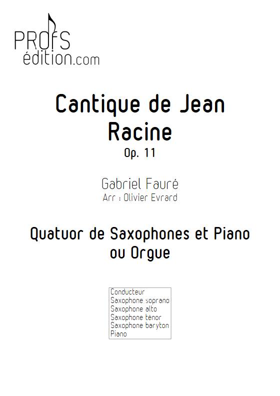 Cantique de Jean Racine - Quatuor de saxophones et clavier - FAURE G. - page de garde