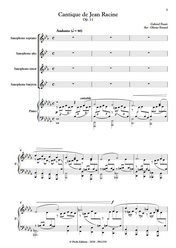 Cantique de Jean Racine - Quatuor de saxophones et clavier - FAURE G. - app.scorescoreTitle