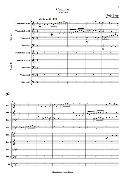 Canzone La Foccara - Ensemble de Cuivres - BRAMIERI C. - Partition