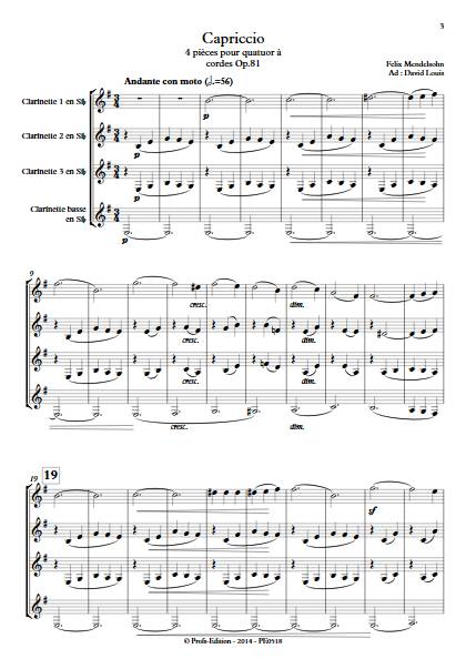 Capriccio - Quatuor de Clarinettes - MENDELSSOHN F. - app.scorescoreTitle