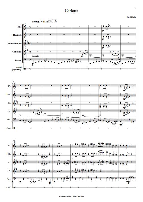 Carlotta - Quintette à vents - COLLIN P. - Partition
