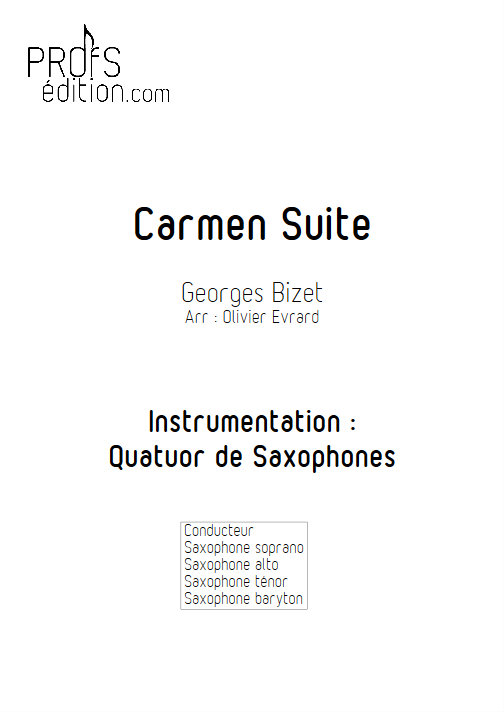 Carmen Suite - Quatuor de Saxophones - BIZET G. - page de garde