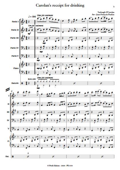 Carolan's receipt for drinking - Ensemble Variable - O'CAROLAN T. - Partition
