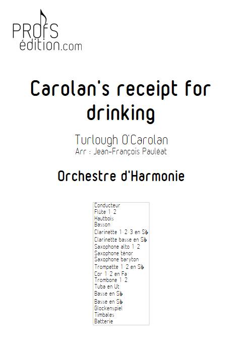 Carolan's receipt for drinking - Orchestre d'Harmonie - O'CAROLAN T. - page de garde