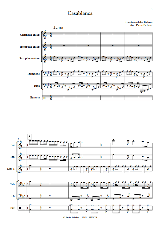 Casablanca - Fanfare - TRADITIONNEL BALKANS - Partition