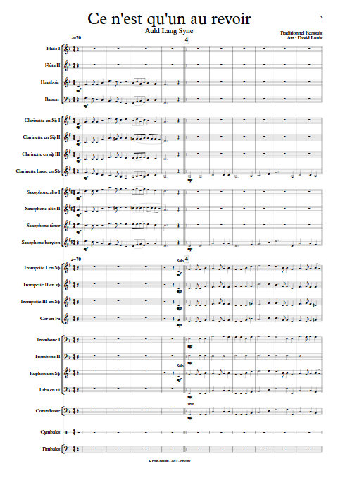 Ce n'est qu'un au revoir - Orchestre d'Harmonie - TRADITIONNEL ECOSSAIS - Partition