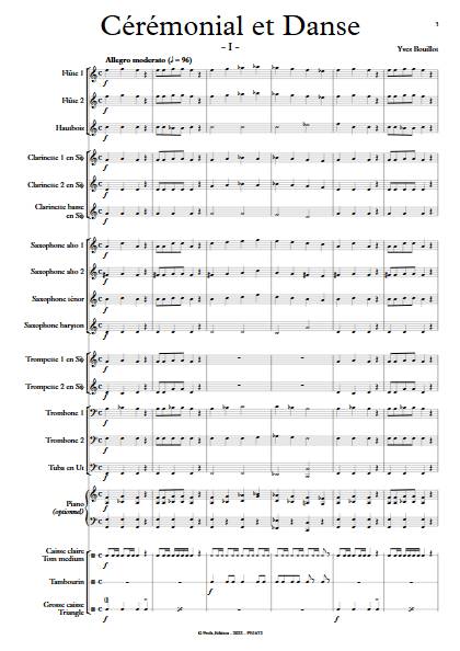 Cérémonial et Danse - Orchestre d'Harmonie - BOUILLOT Y. - Partition