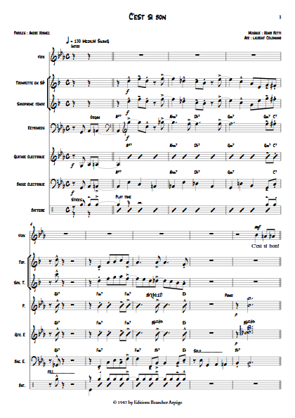 C'est si bon - Septet Jazz - BETTI H. - Partition