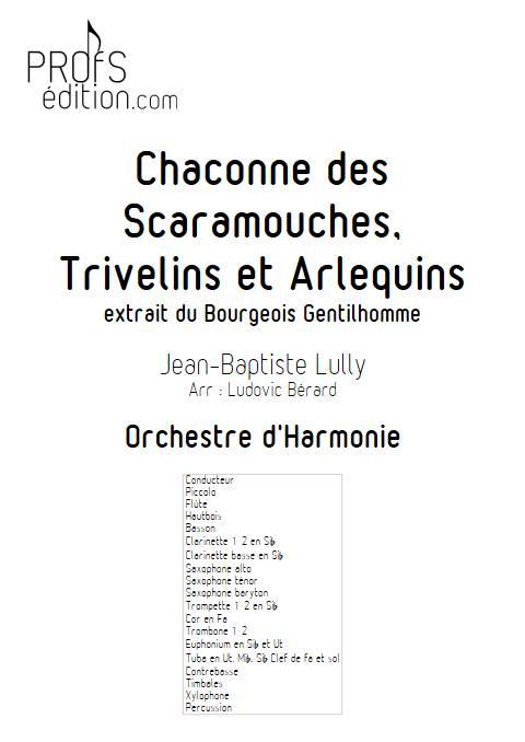 Chaconne des scaramouches, trivelins et arlequins - Orhestre d'harmonie - LULLY J-B. - page de garde