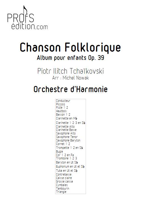 Chanson Folklorique - Orchestre d'Harmonie - TCHAIKOVSKI P. I. - page de garde