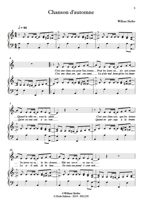 Chanson d'automne - Piano Voix - SHELLER W. - app.scorescoreTitle