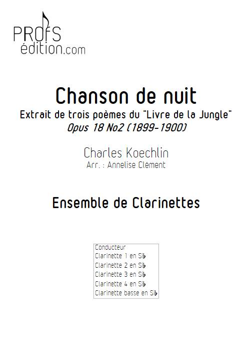 Chanson de nuit - Ensemble de Clarinettes - KOECHLIN C. - page de garde