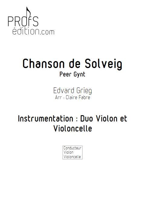 Chanson de solveig - Duo violon Violoncelle - GRIEG E. - page de garde