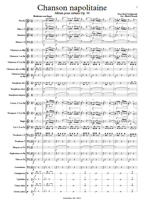 Chanson napolitaine - Orchestre d'Harmonie - TCHAIKOVSKI P. I. - Partition