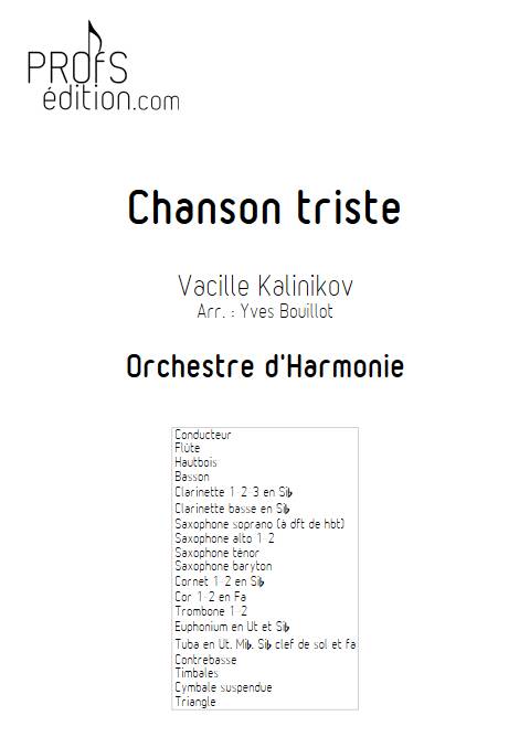 Chanson triste - Orchestre d'harmonie - KALINNIKOV V. - page de garde