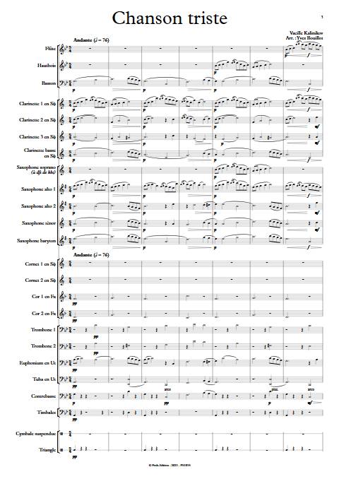 Chanson triste - Orchestre d'harmonie - KALINNIKOV V. - app.scorescoreTitle
