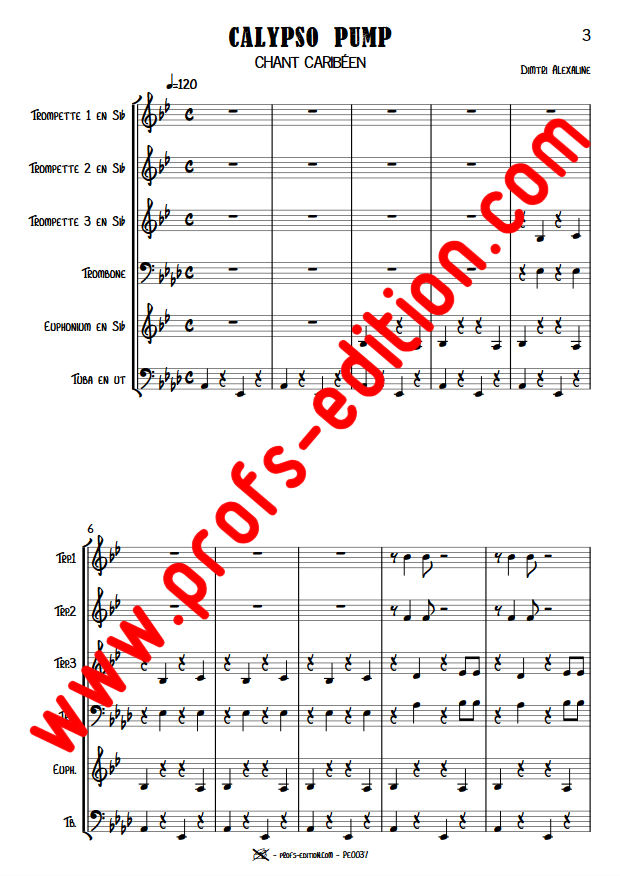 Calypso Pump - Sextet Cuivres - ALEXALINE D. - Partition