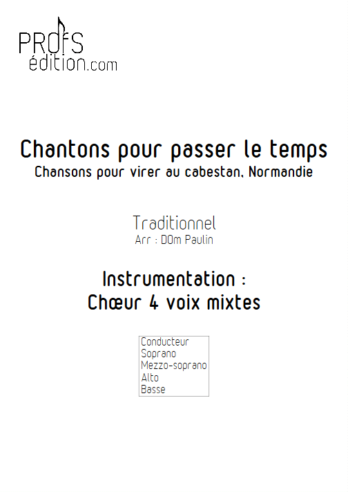 Chantons pour passer le temps - 4 voix mixtes - TRADITIONNEL - page de garde